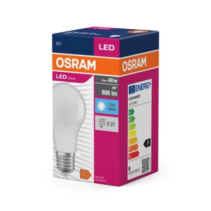 LED Žarnica VALUE A60 E27/8W/230V 4000K - Osram
