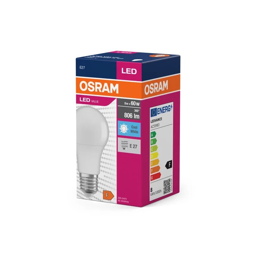 LED Žarnica VALUE A60 E27/8W/230V 4000K - Osram