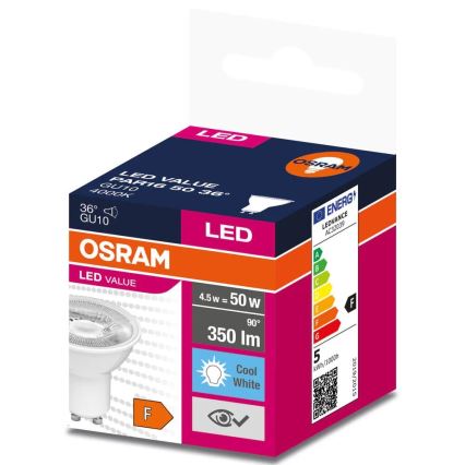 LED Žarnica VALUE PAR16 GU10/4,5W/230V 4000K 36° bela - Osram