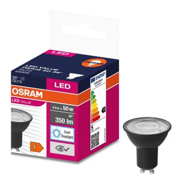 LED Žarnica VALUE PAR16 GU10/4,5W/230V 4000K 36° črna - Ledvance