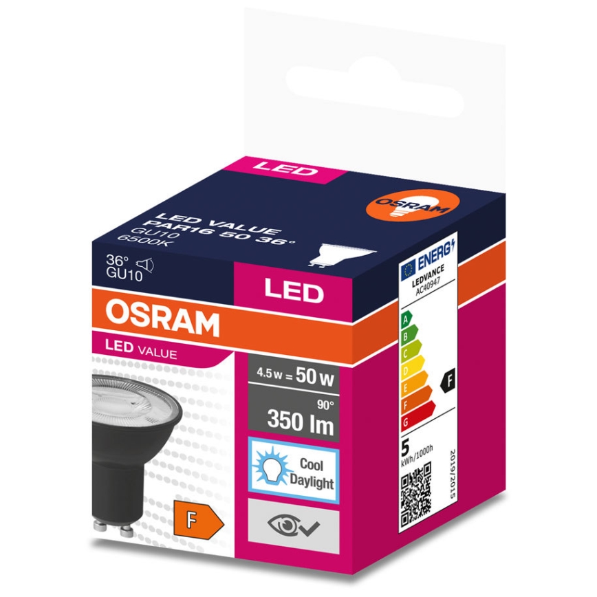 LED Žarnica VALUE PAR16 GU10/4,5W/230V 4000K 36° črna - Osram