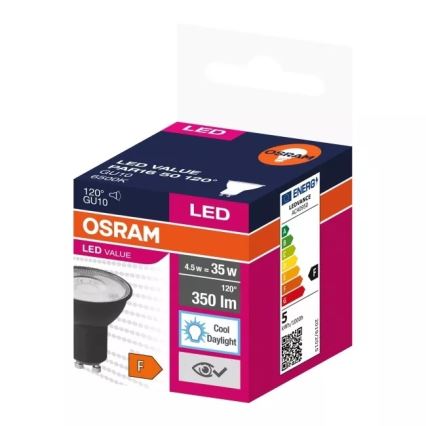 LED Žarnica VALUE PAR16 GU10/4,5W/230V 6500K 120° črna - Osram