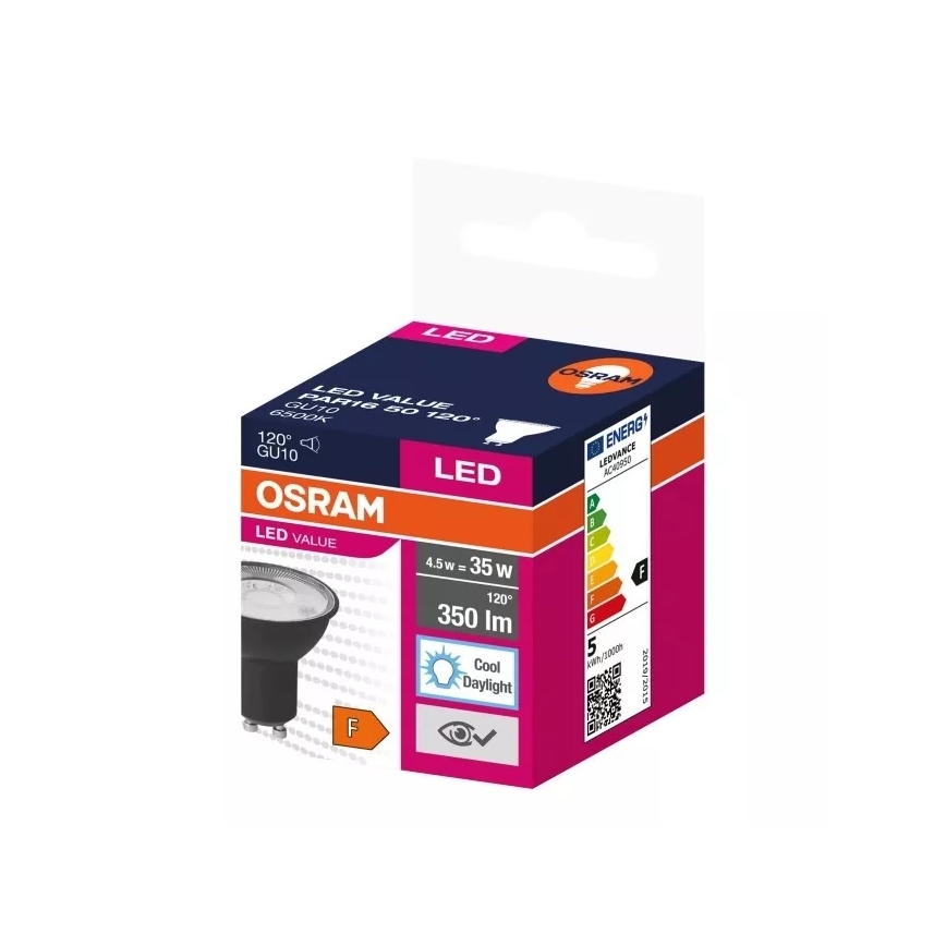 LED Žarnica VALUE PAR16 GU10/4,5W/230V 6500K 120° črna - Osram