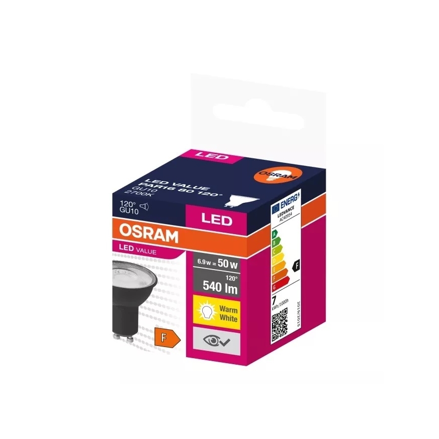 LED Žarnica VALUE PAR16 GU10/6,9W/230V 2700K 120° črna - Ledvance