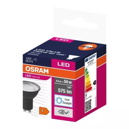 LED Žarnica VALUE PAR16 GU10/6,9W/230V 6500K 120° črna - Ledvance