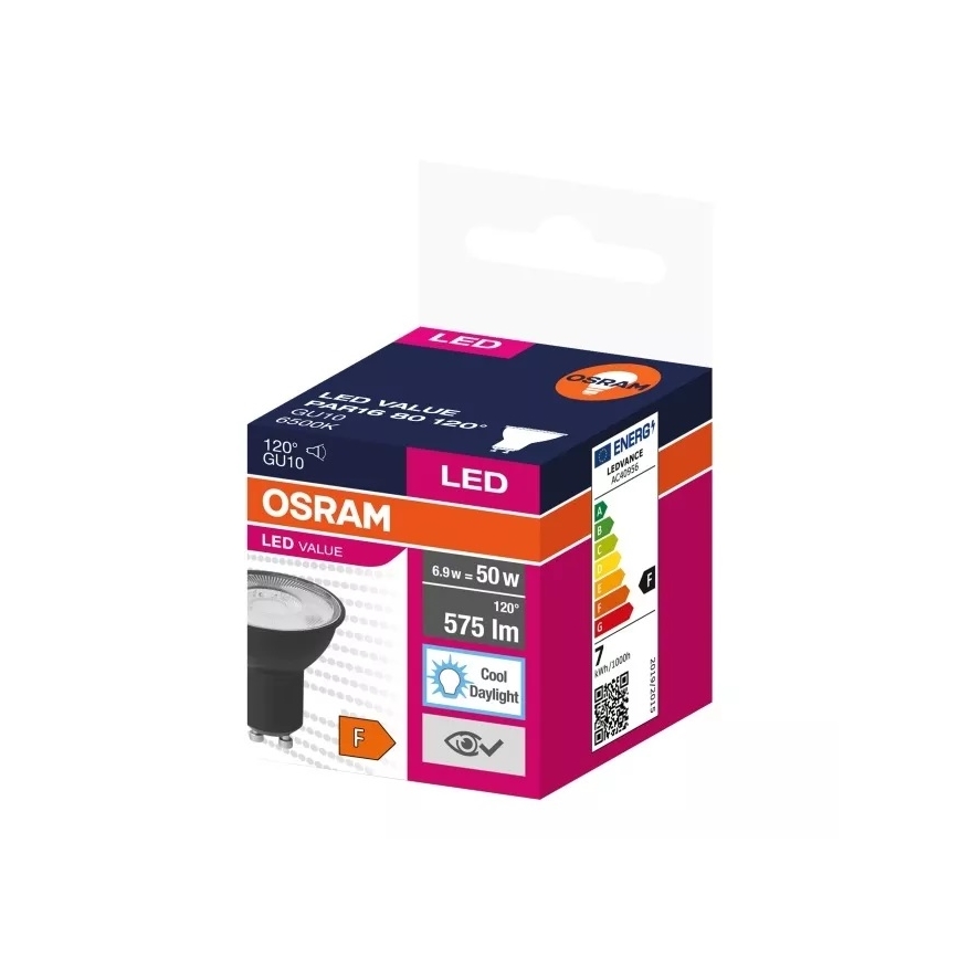 LED Žarnica VALUE PAR16 GU10/6,9W/230V 6500K 120° črna - Ledvance