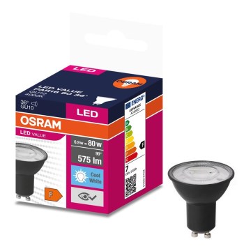 LED Žarnica VALUE PAR16 GU10/6,9W/230V 6500K 36° črna - Ledvance