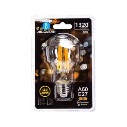 LED Žarnica VINTAGE A60 E27/12W/230V 2200K - Aigostar