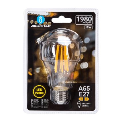 LED žarnica VINTAGE A65 E27/18W/230V 2200K - Aigostar