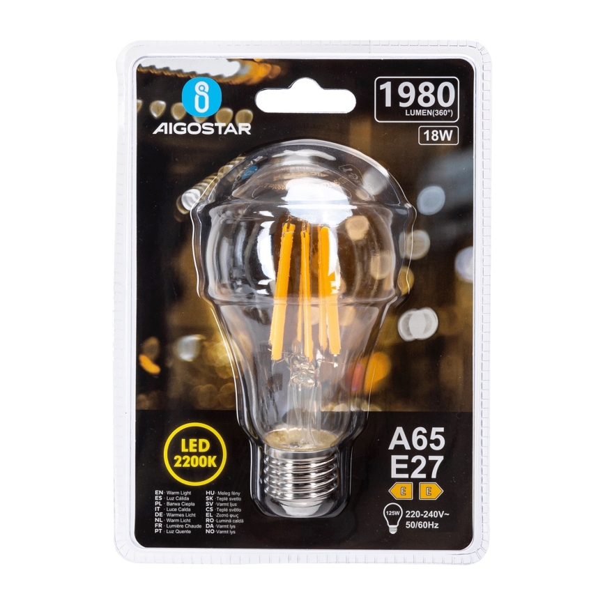 LED žarnica VINTAGE A65 E27/18W/230V 2200K - Aigostar