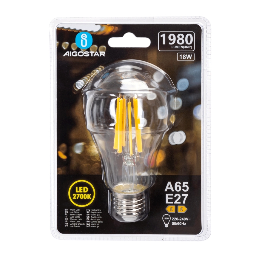 LED žarnica VINTAGE A65 E27/18W/230V 2700K - Aigostar
