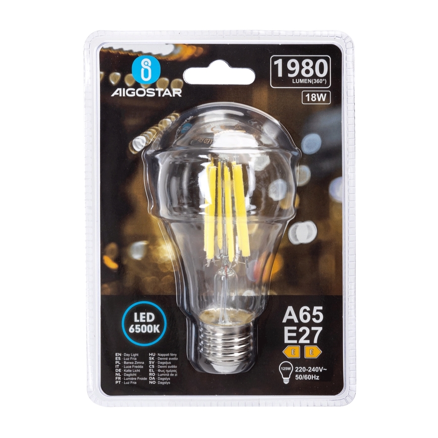 LED žarnica VINTAGE A65 E27/18W/230V 6500K - Aigostar