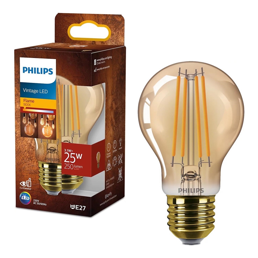LED Žarnica VINTAGE Philips A60 E27/3,1W/230V 1800K