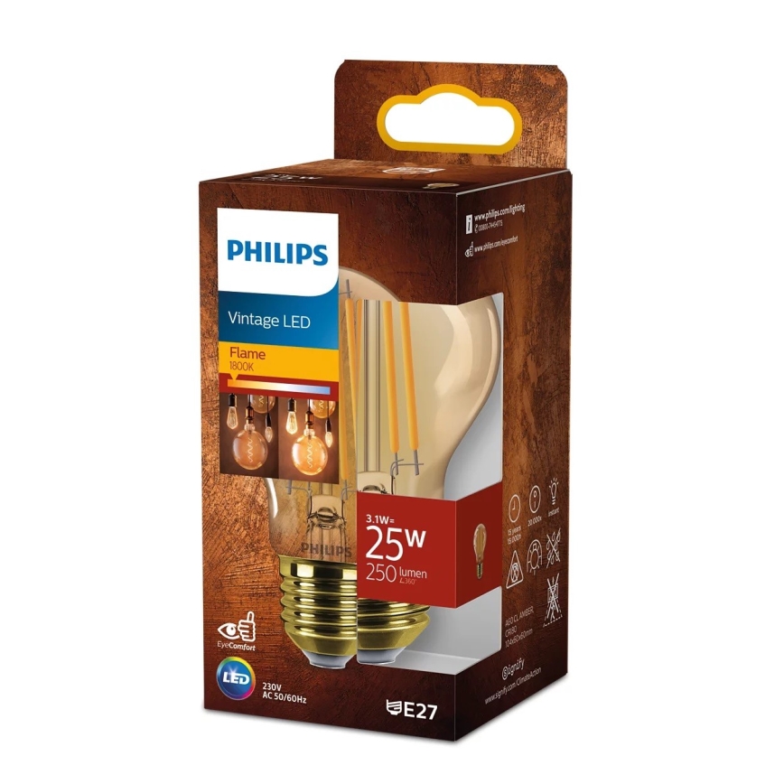 LED Žarnica VINTAGE Philips A60 E27/3,1W/230V 1800K