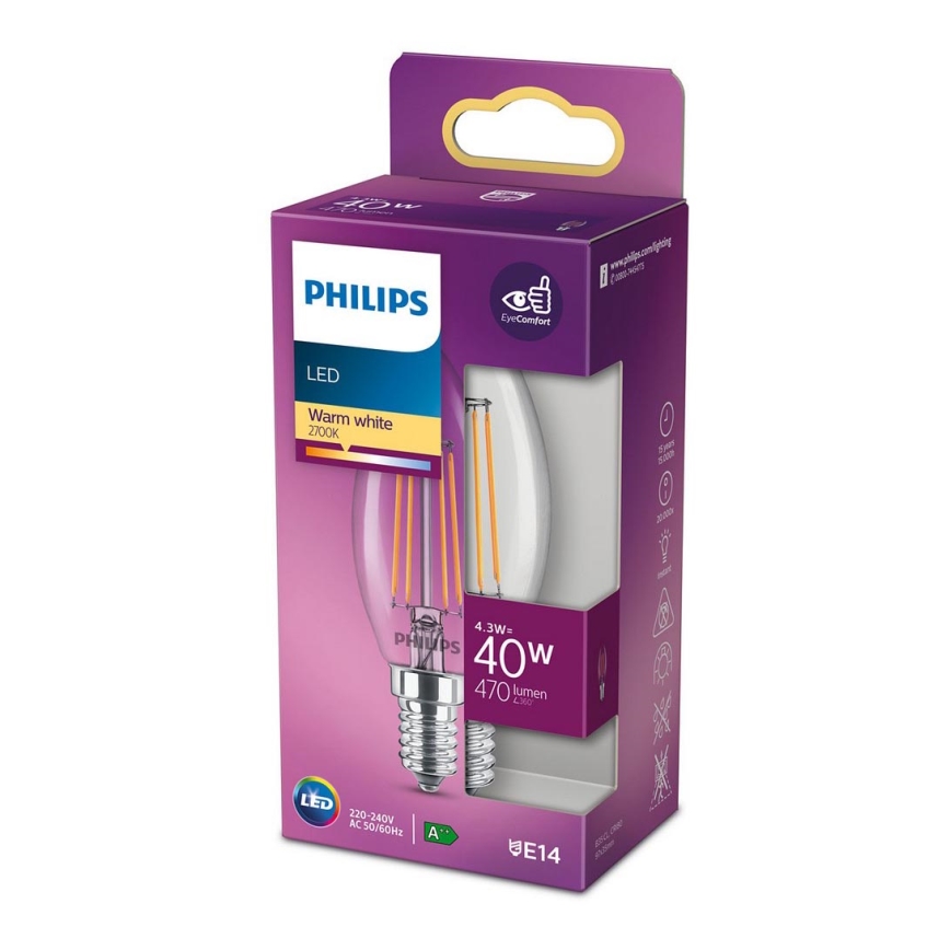 LED Žarnica VINTAGE Philips B35 E14/4,3W/230V 2700K