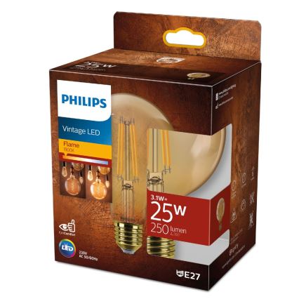LED Žarnica VINTAGE Philips G95 E27/3,1W/230V 1800K