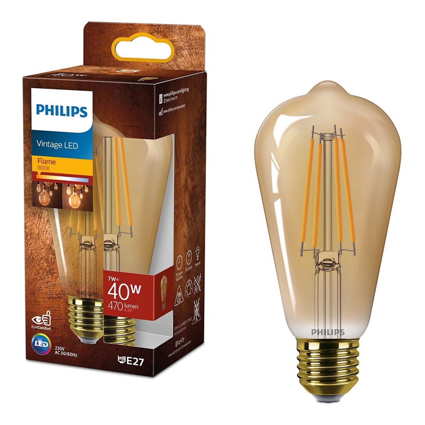 LED Žarnica VINTAGE Philips ST64 E27/7W/230V 1800K