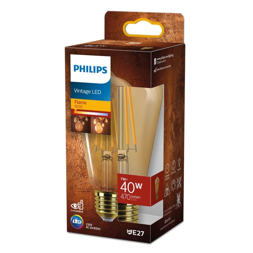 LED Žarnica VINTAGE Philips ST64 E27/7W/230V 1800K