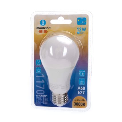 LED žarnica z senzorjem gibanja in mraka A60 E27/12W/230V 3000K - Aigostar