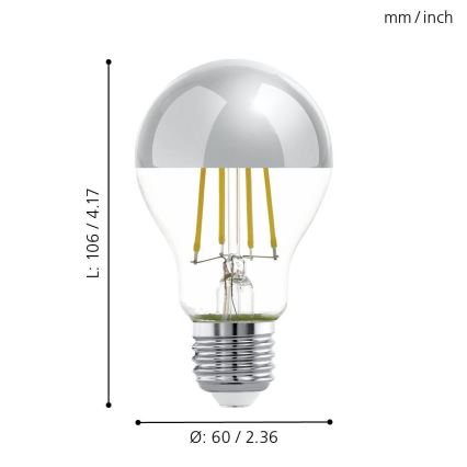 LED Žarnica z zrcalnim sferičnim pokrovčkom A60 E27/7W/230V 2700K - Eglo 11834