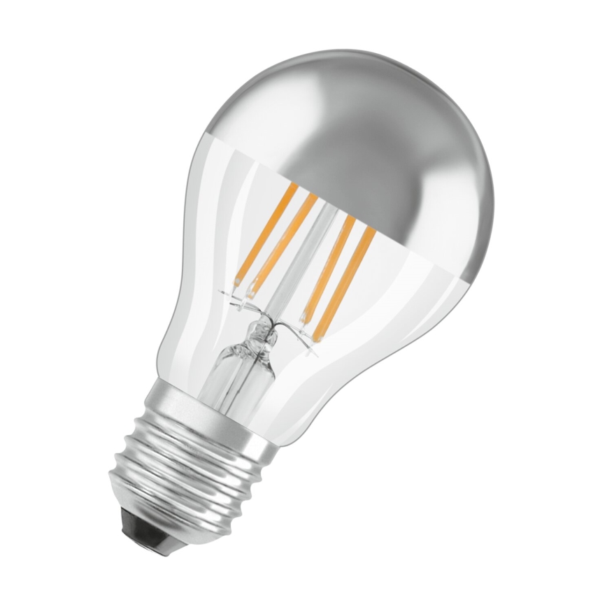 LED žarnica z zrcalnim vrhom FILAMENT E27/6,5W/230V 2700K srebrna- Osram