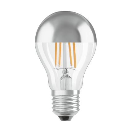 LED žarnica z zrcalnim vrhom FILAMENT E27/6,5W/230V 2700K srebrna- Osram