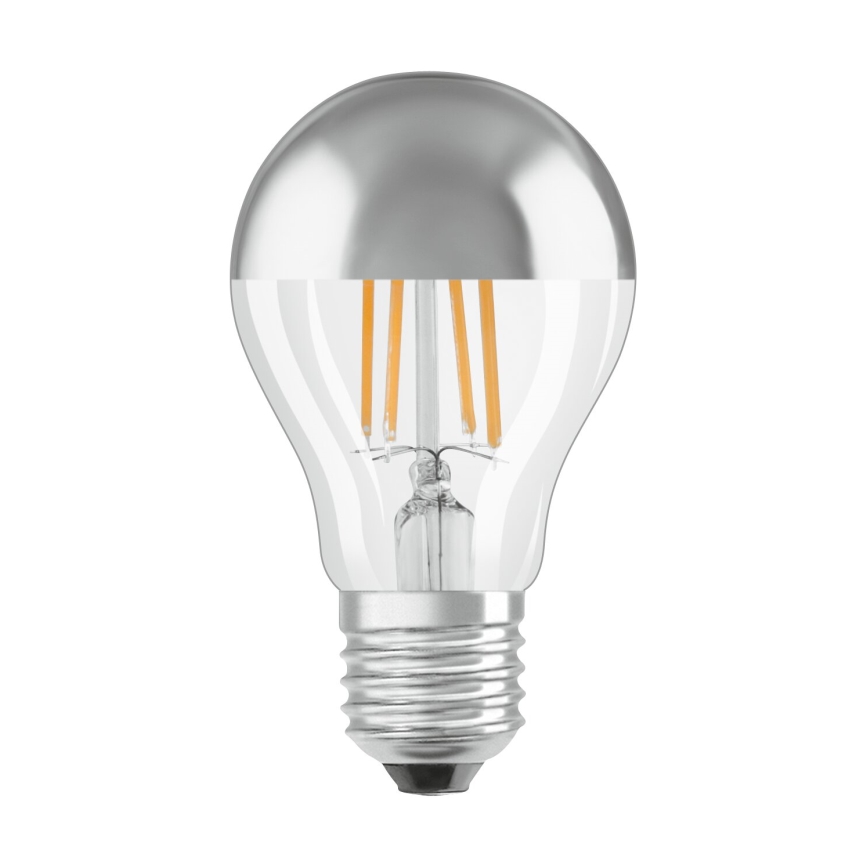 LED žarnica z zrcalnim vrhom FILAMENT E27/6,5W/230V 2700K srebrna- Osram