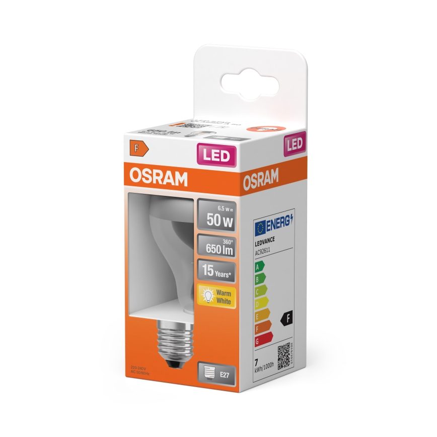 LED žarnica z zrcalnim vrhom FILAMENT E27/6,5W/230V 2700K srebrna- Osram