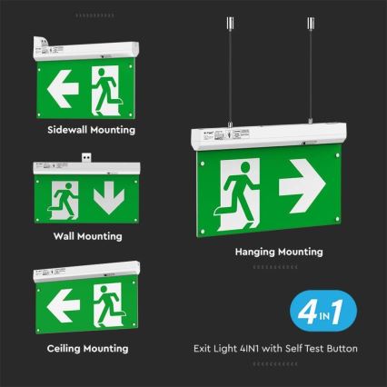 LED Zasilna luč EMERGENCY EXIT LED/2,5W/230V 4v1 6000K