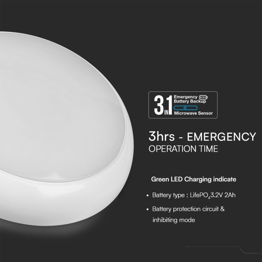 LED Zasilna stropna luč s senzorjem LED/8W/16W/20W/230V IP65 3000/4000/6500K pr. 32 cm