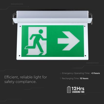 LED Zasilna svetilka EMERGENCY EXIT SAMSUNG CHIP LED/2W/230V 6000K