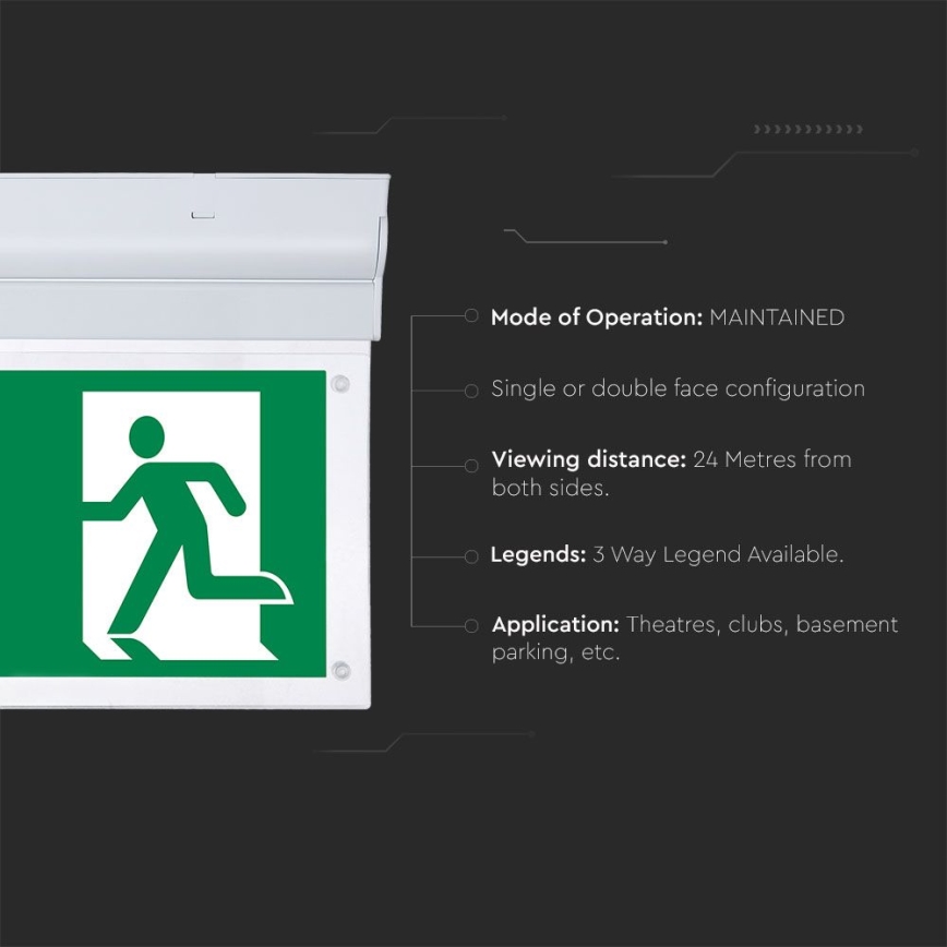 LED Zasilna svetilka EMERGENCY EXIT SAMSUNG CHIP LED/2W/230V 6000K