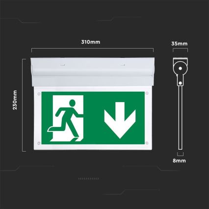 LED Zasilna svetilka EMERGENCY EXIT SAMSUNG CHIP LED/2W/230V 6000K