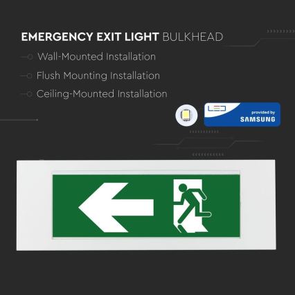 LED Zasilna svetilka EMERGENCY EXIT SAMSUNG CHIP LED/3,8W/230V 6000K