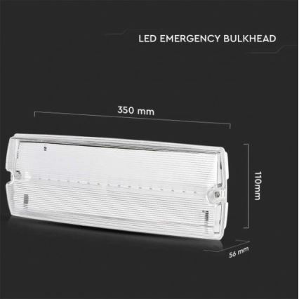 LED Zasilna svetilka s regular functionality test EMERGENCY EXIT LED/3W/230V 6400K IP65