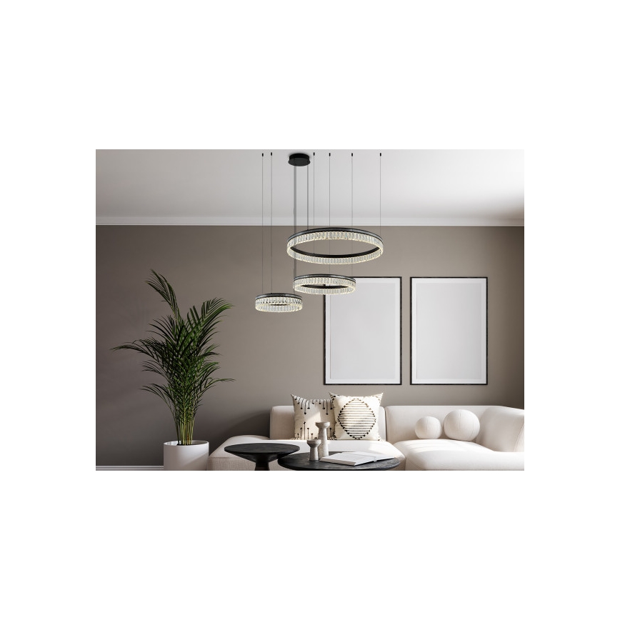 LED zatemljiv kristalni lestenec na jeklenem kablu THALIA LED/120W/230V 3000-6000K + daljinski upravljalnik