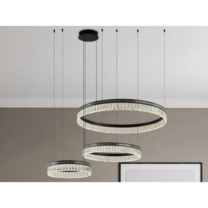 LED zatemljiv kristalni lestenec na jeklenem kablu THALIA LED/120W/230V 3000-6000K + daljinski upravljalnik