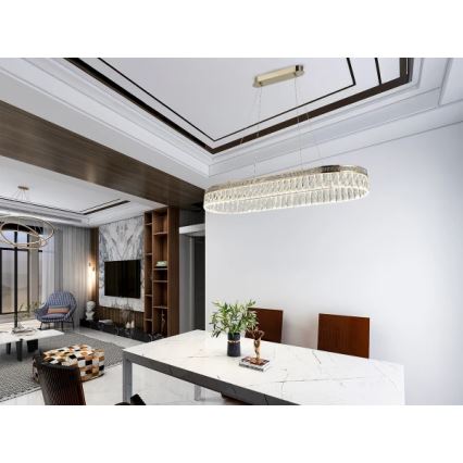 LED zatemljiv kristalni lestenec na žici THALIA LED/50W/230V 3000-6000K + daljinski upravljalnik