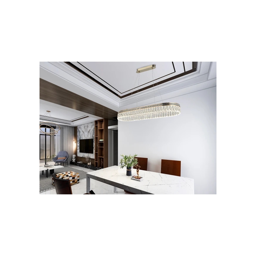 LED zatemljiv kristalni lestenec na žici THALIA LED/50W/230V 3000-6000K + daljinski upravljalnik