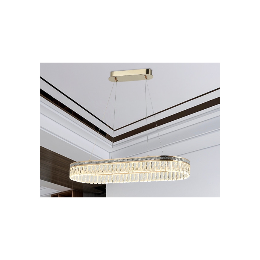 LED zatemljiv kristalni lestenec na žici THALIA LED/50W/230V 3000-6000K + daljinski upravljalnik