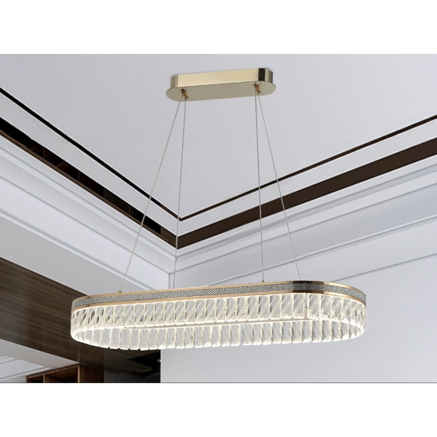 LED zatemljiv kristalni lestenec na žici THALIA LED/50W/230V 3000-6000K + daljinski upravljalnik