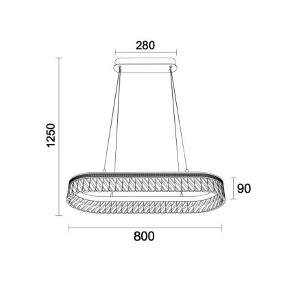 LED zatemljiv kristalni lestenec na žici THALIA LED/50W/230V 3000-6000K + daljinski upravljalnik