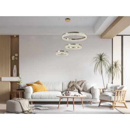 LED zatemljiv kristalni lestenec na kablu THALIA LED/120W/230V 3000-6000K + daljinski upravljalnik