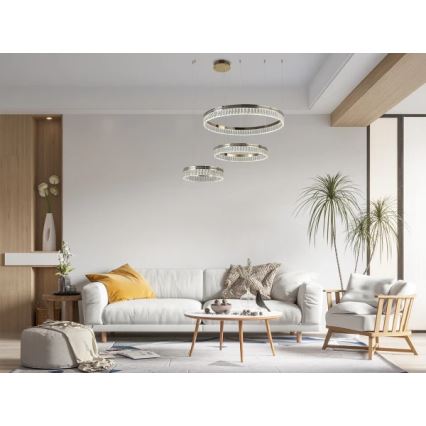 LED zatemljiv kristalni lestenec na kablu THALIA LED/120W/230V 3000-6000K + daljinski upravljalnik