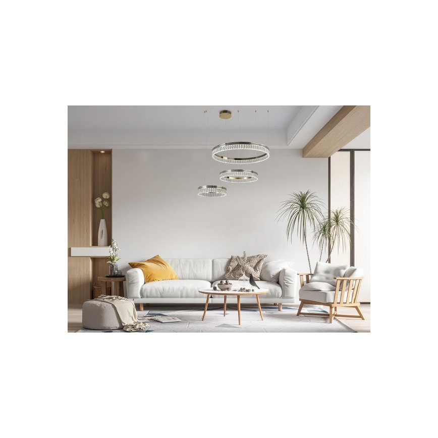 LED zatemljiv kristalni lestenec na kablu THALIA LED/120W/230V 3000-6000K + daljinski upravljalnik