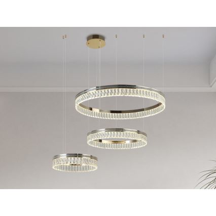 LED zatemljiv kristalni lestenec na kablu THALIA LED/120W/230V 3000-6000K + daljinski upravljalnik
