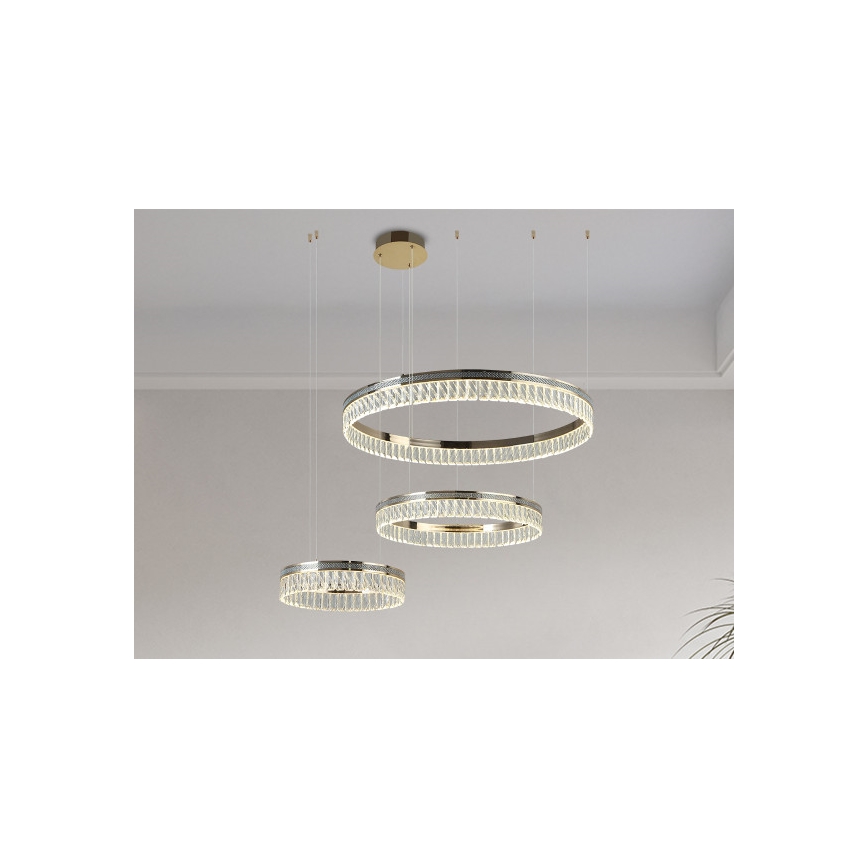 LED zatemljiv kristalni lestenec na kablu THALIA LED/120W/230V 3000-6000K + daljinski upravljalnik