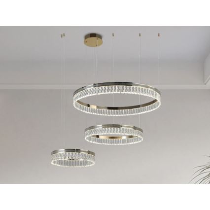 LED zatemljiv kristalni lestenec na kablu THALIA LED/120W/230V 3000-6000K + daljinski upravljalnik