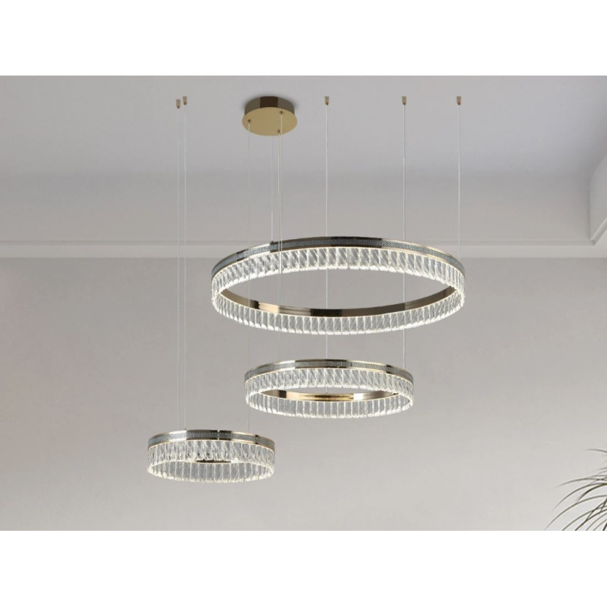 LED zatemljiv kristalni lestenec na kablu THALIA LED/120W/230V 3000-6000K + daljinski upravljalnik