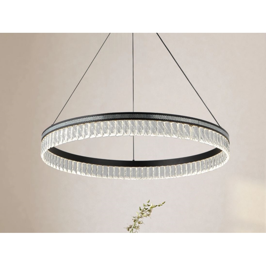 Zatemljiv kristalni lestenec na kablu THALIA LED/55W/230V 3000-6000K premer 80 cm + daljinski upravljalnik